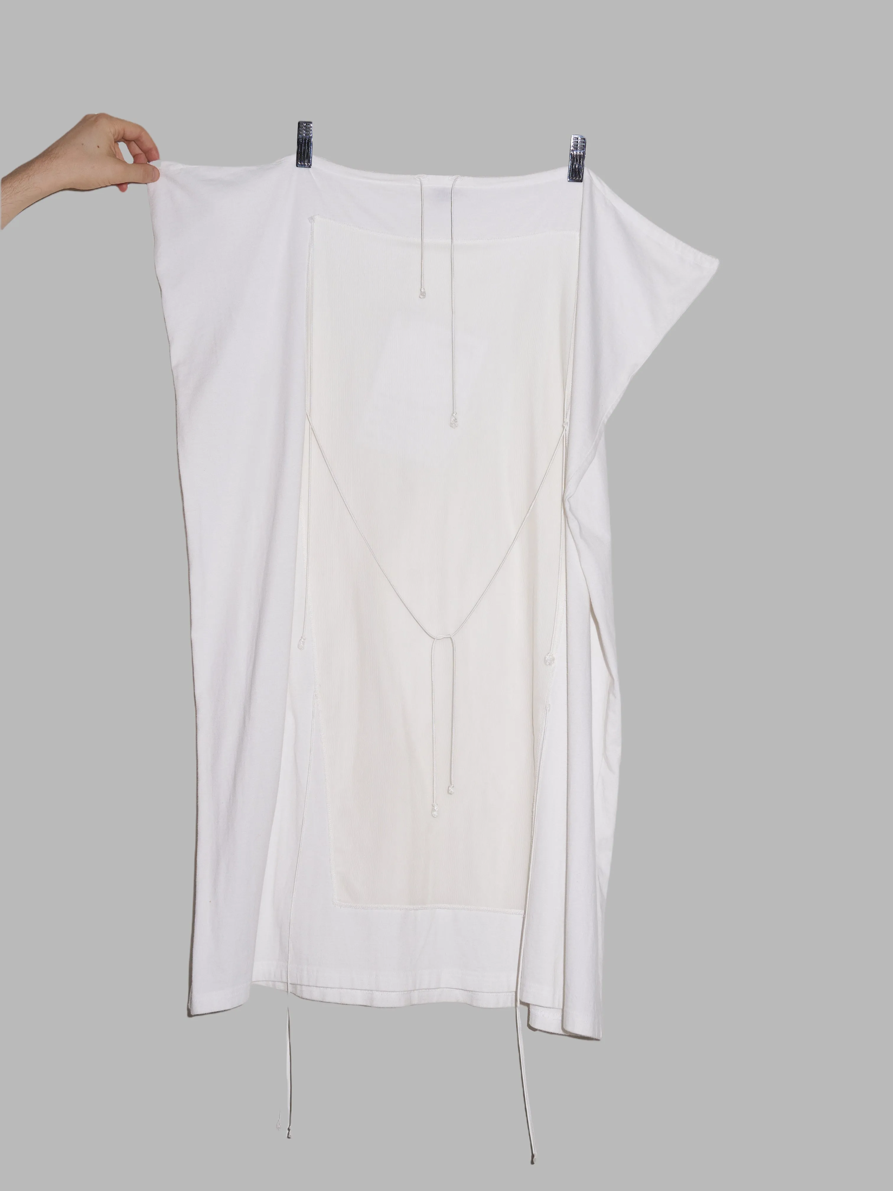 Jean Paul Gaultier Femme white cotton jersey drawstring waist rectangle skirt