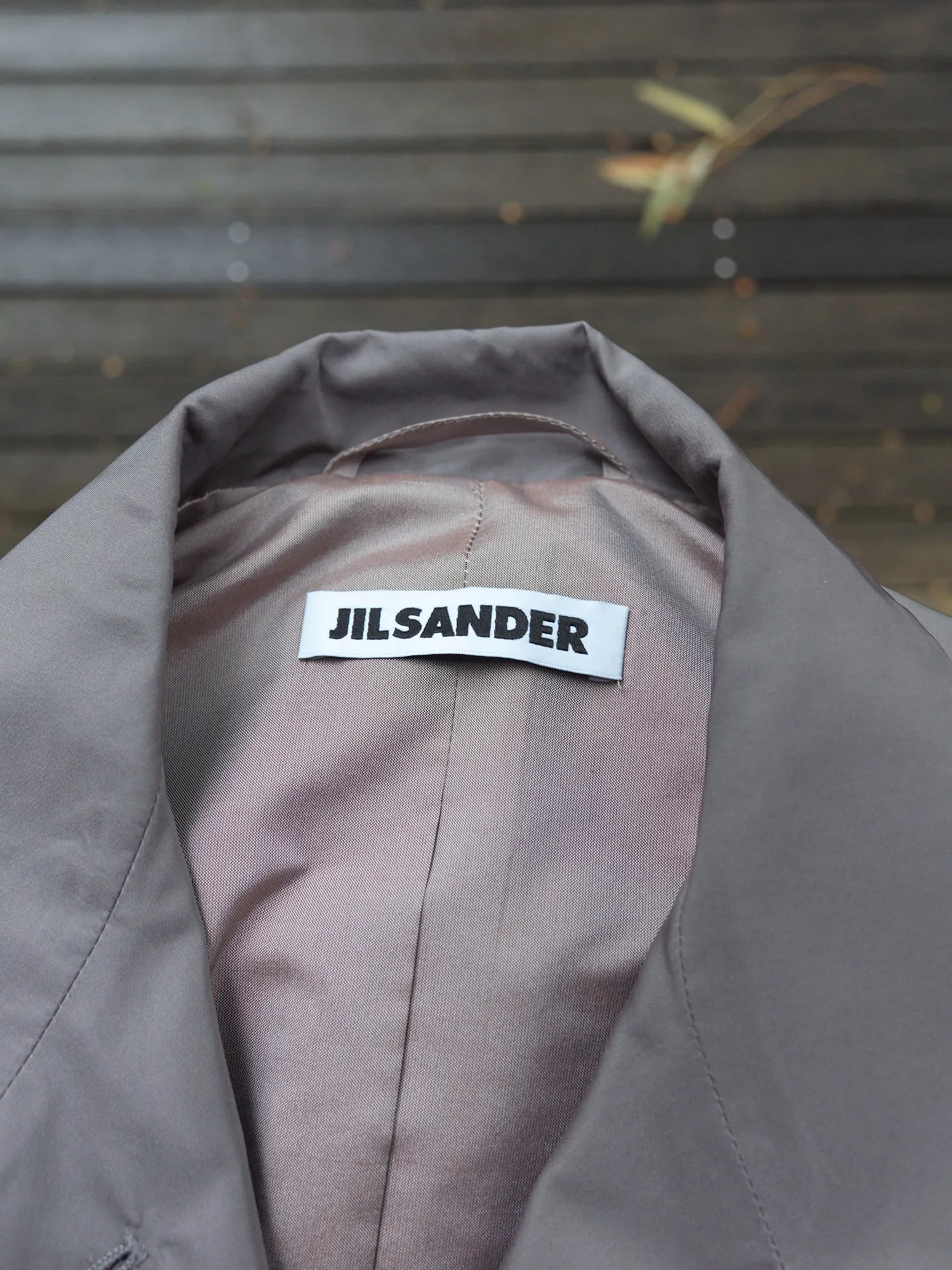 Jil Sander silver gray poly silk 4 button coat - womens 34 36 / mens XXS XS