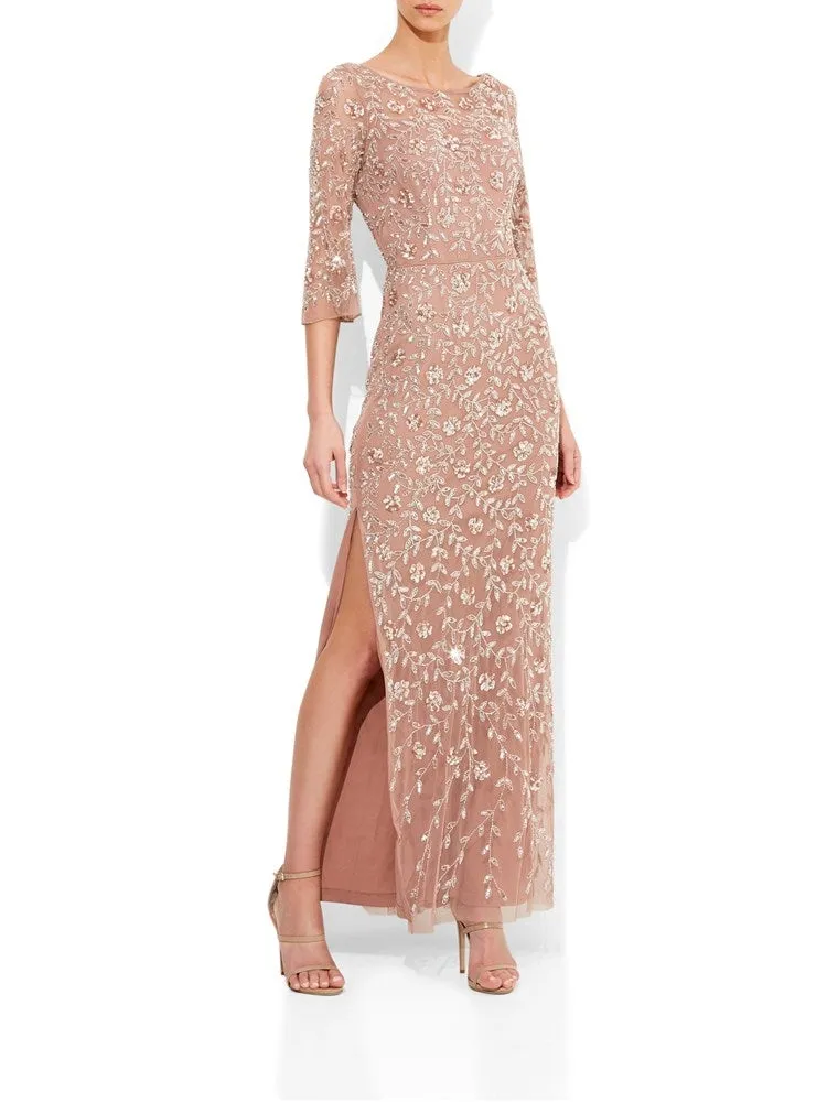 Juliette Rose Gold Hand Beaded Gown