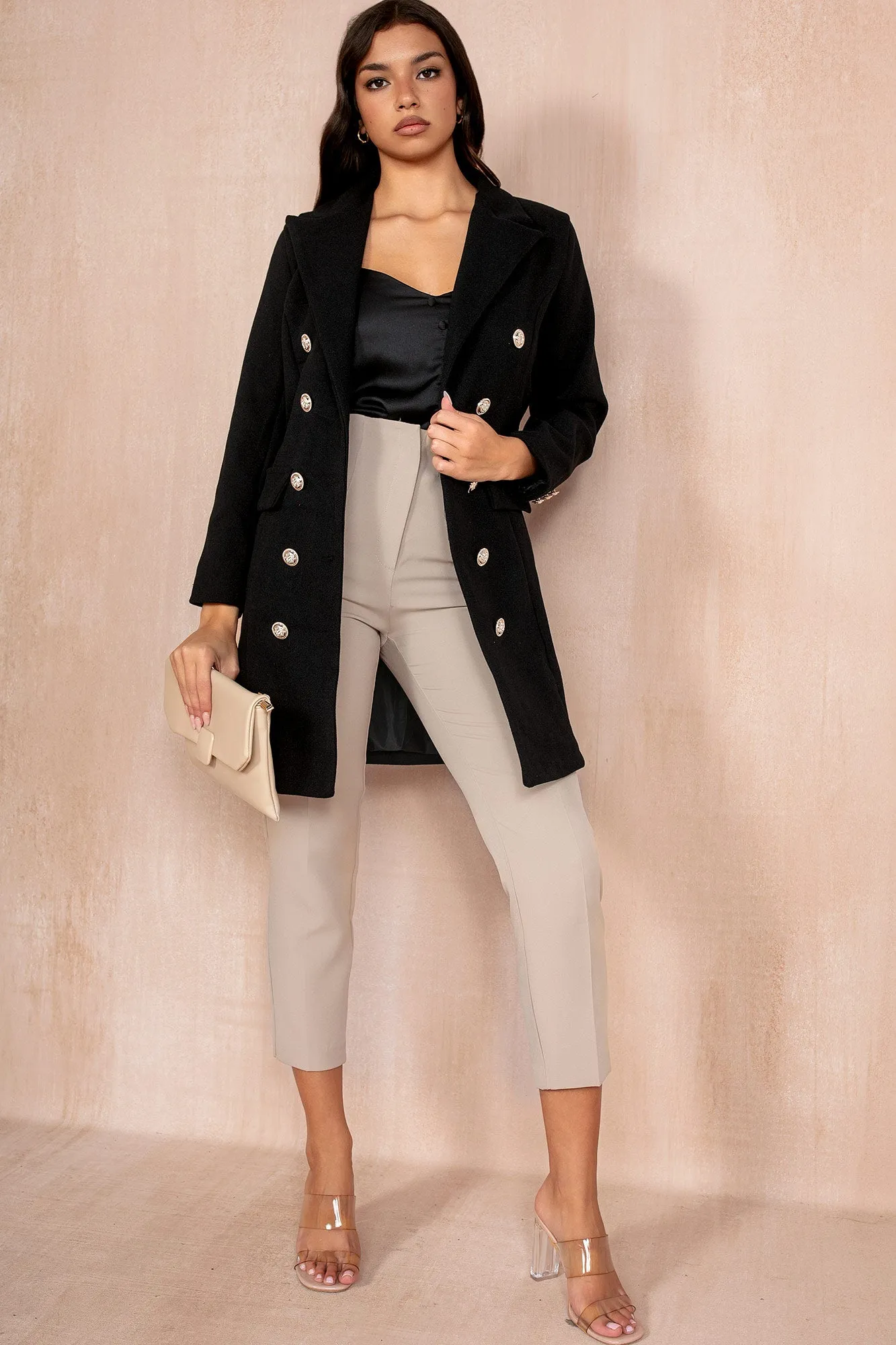 Julissa Black Double Breasted Coat