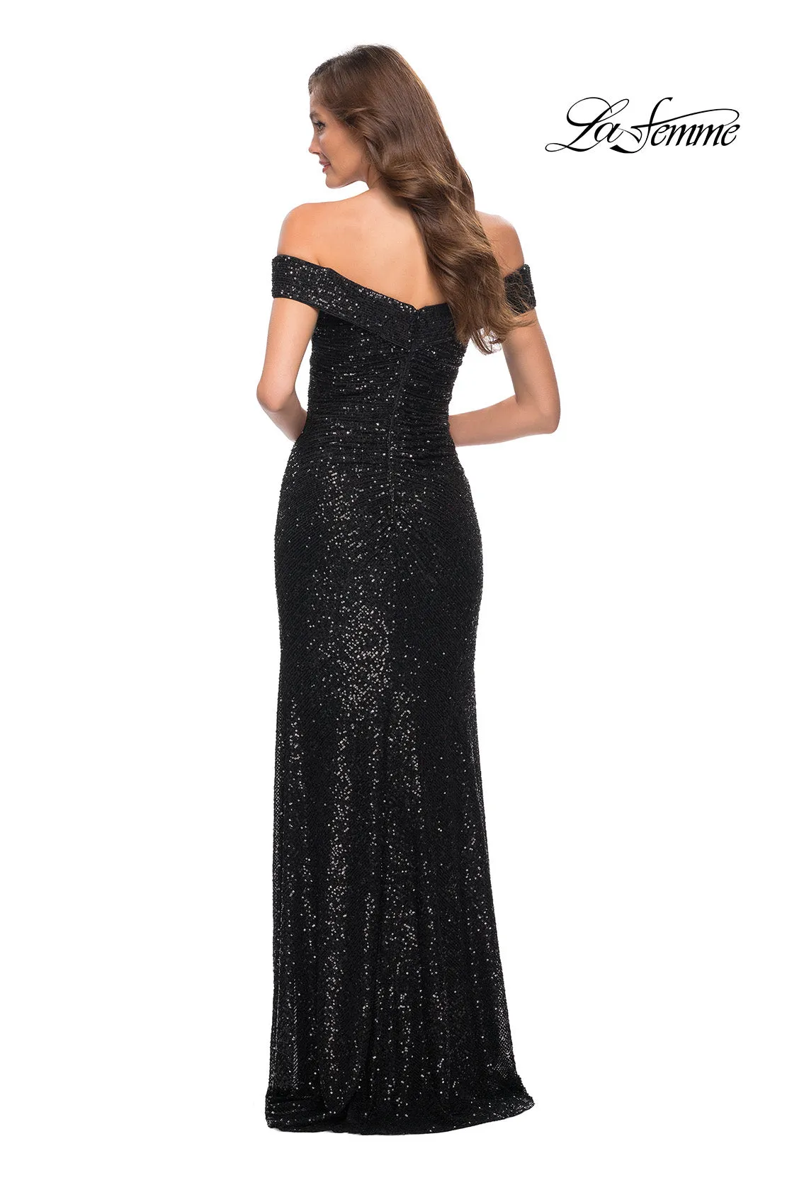 La Femme 29831 Off the Shoulder Sequin Gown