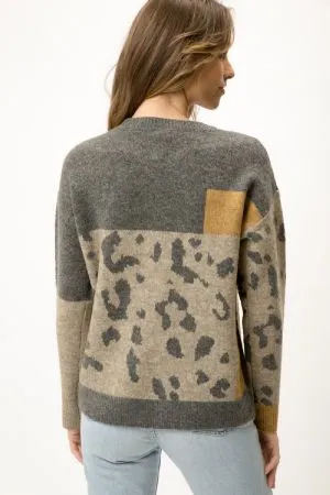 Leopard Patchwork Pullover Sweater