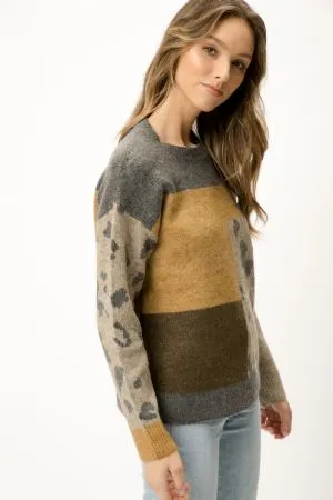 Leopard Patchwork Pullover Sweater