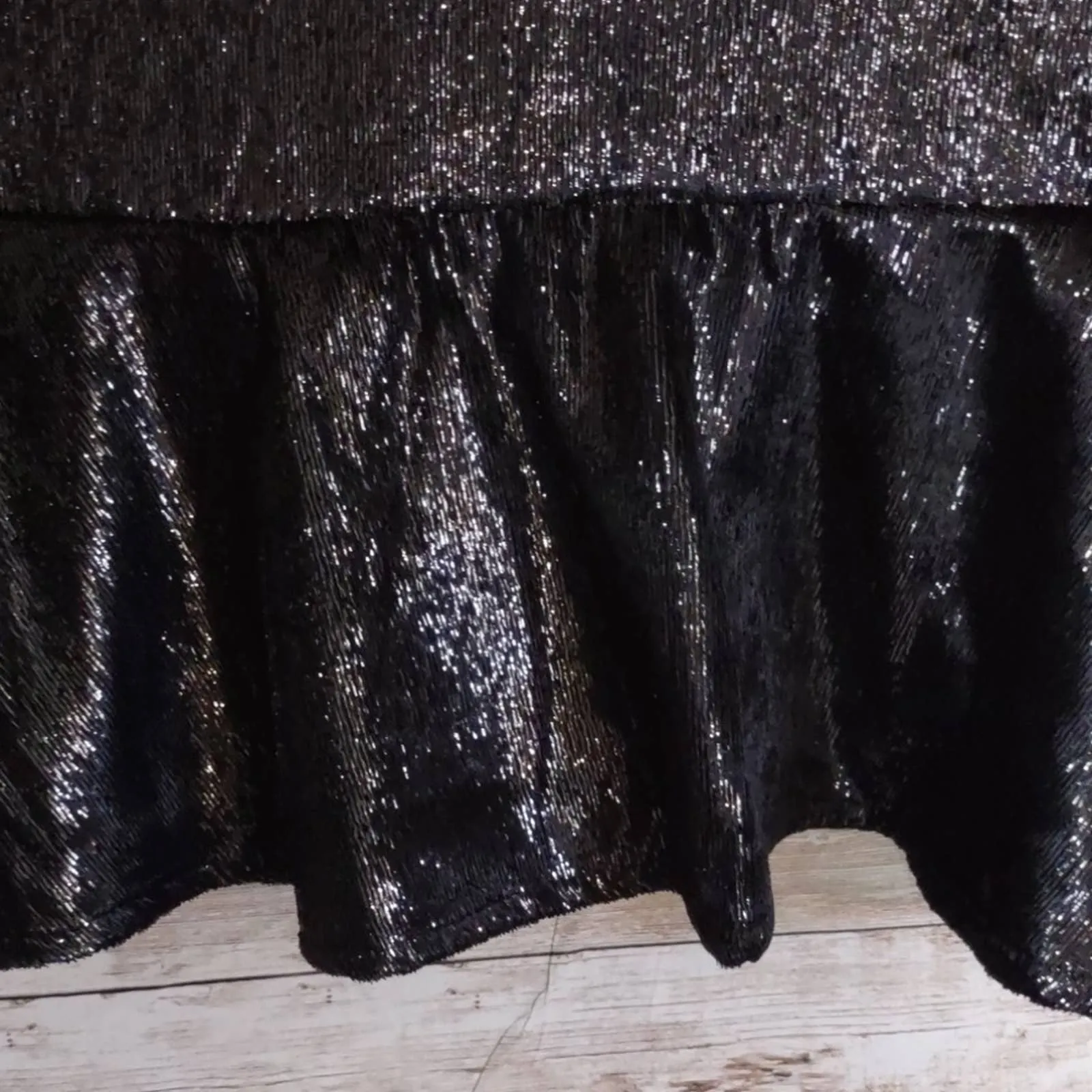 Leyden Shimmery Ruffle Hem Dress Black Velvet L