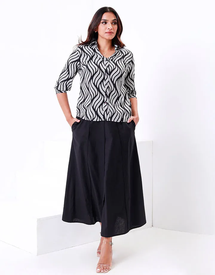 Linen Skirt with Pockets and Front Slit