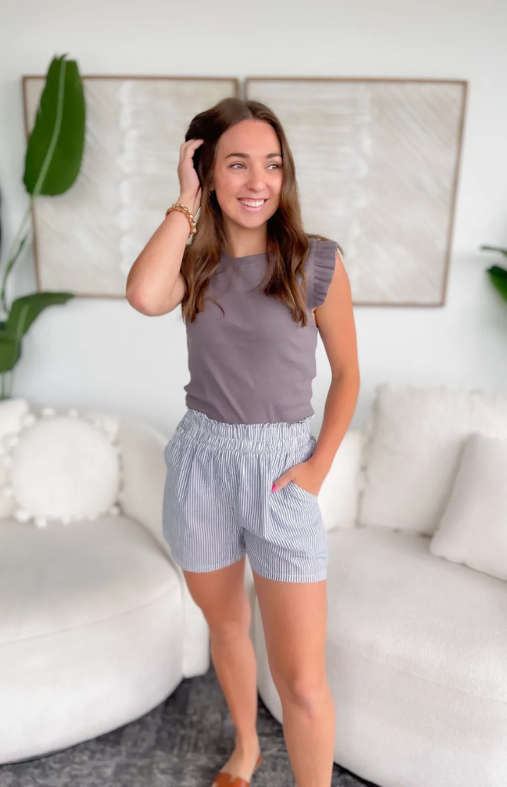 Luna Ribbed Grey Tank Top