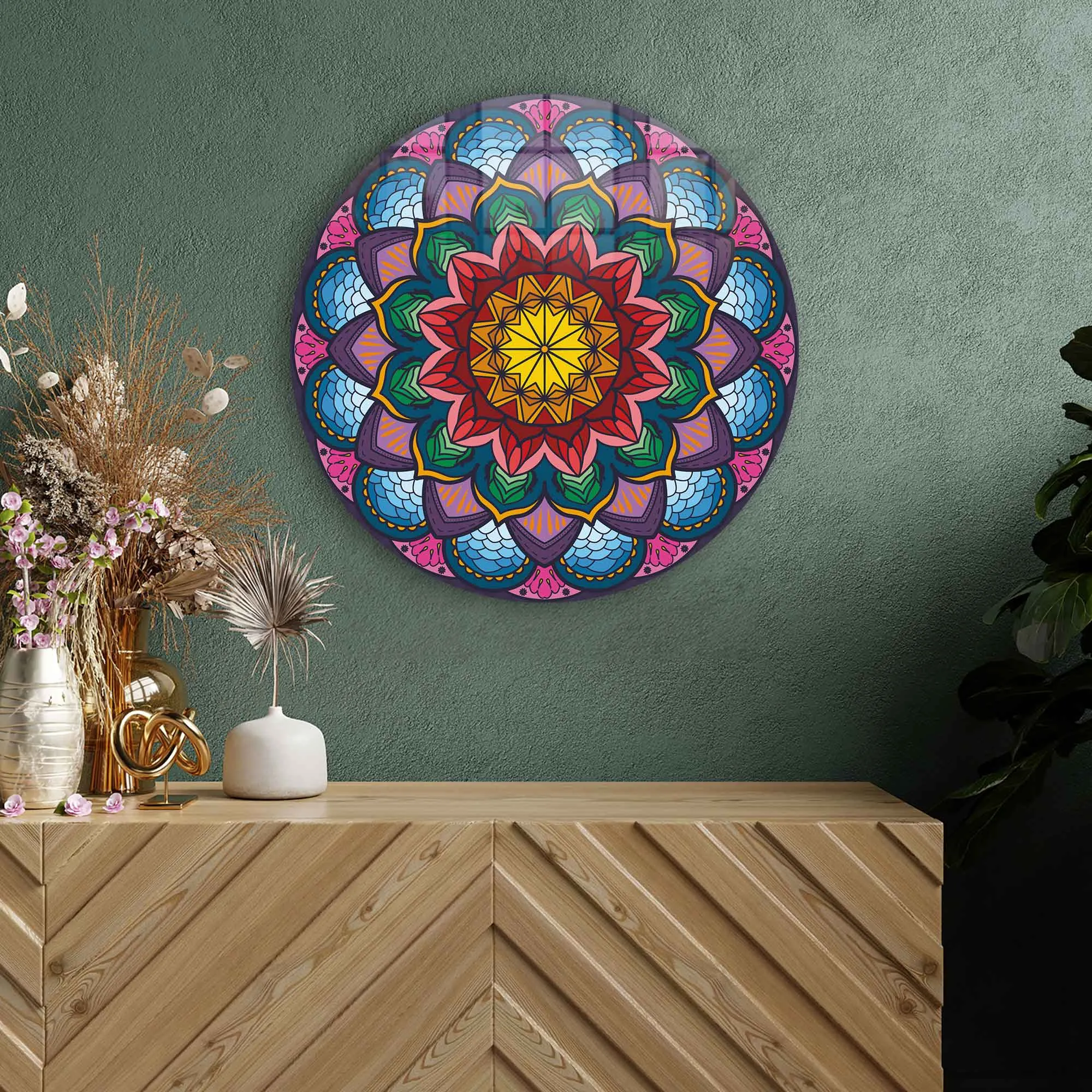 Mandala Design - Rounded Glass Wall Art