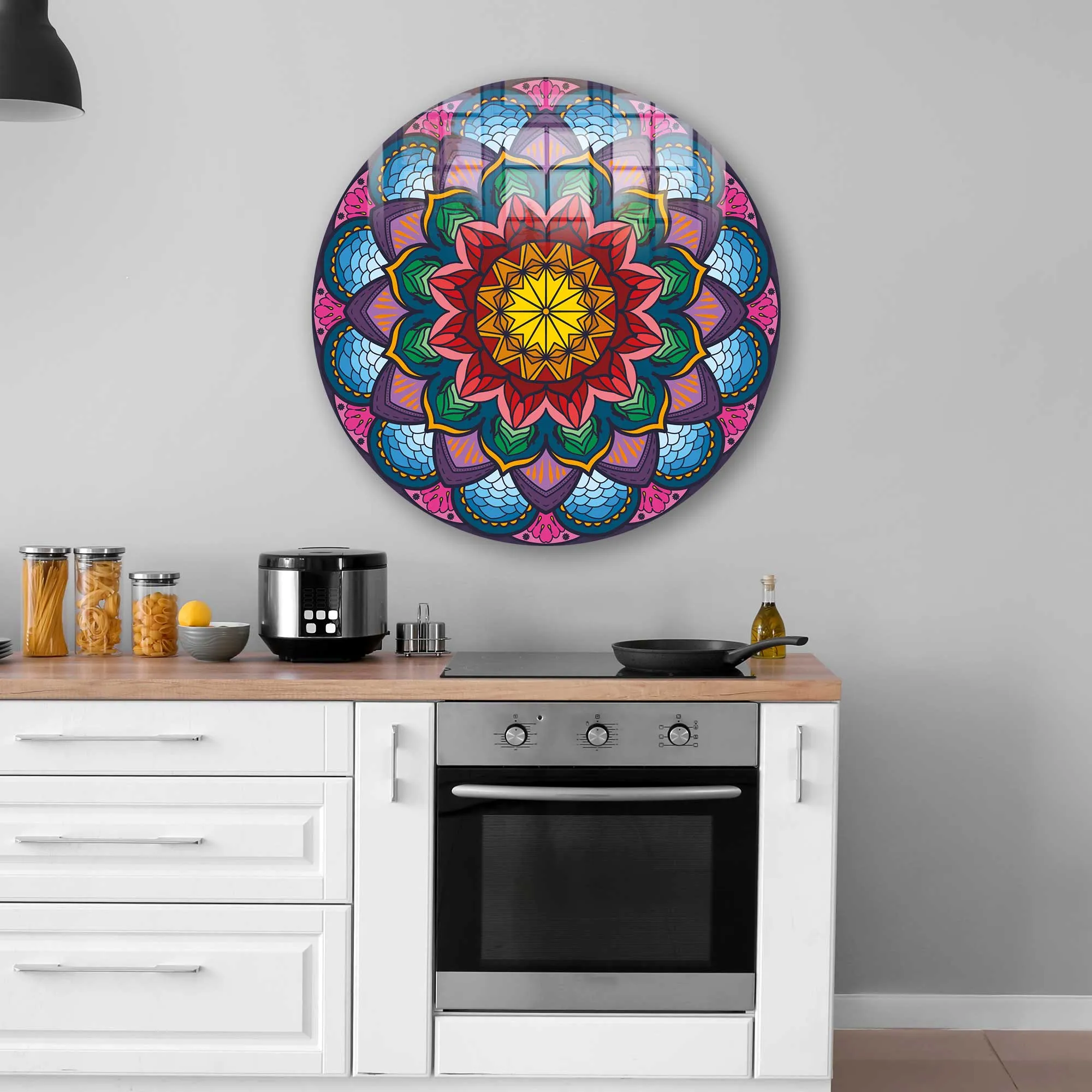 Mandala Design - Rounded Glass Wall Art