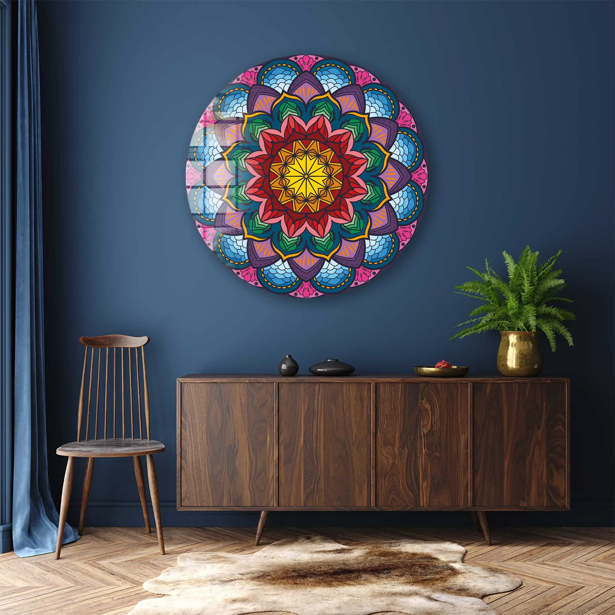 Mandala Design - Rounded Glass Wall Art