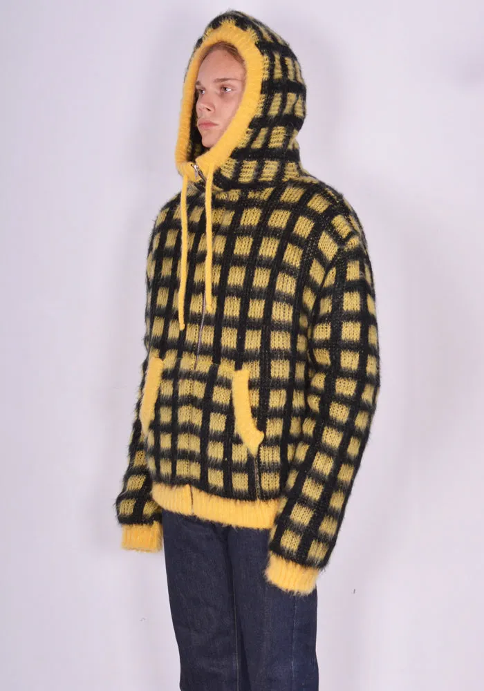 MARNI CDMG0116Q0 BRUSHED CHECK KNIT CARDIGAN YELLOW/BLACK