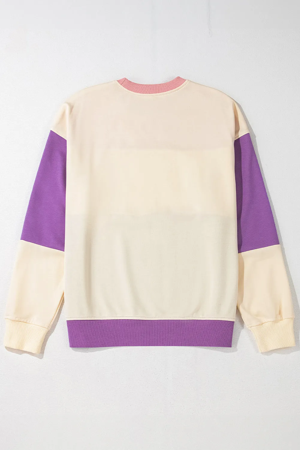 Meadow Mauve Colorblock Patchwork Drop Shoulder Sweatshirt