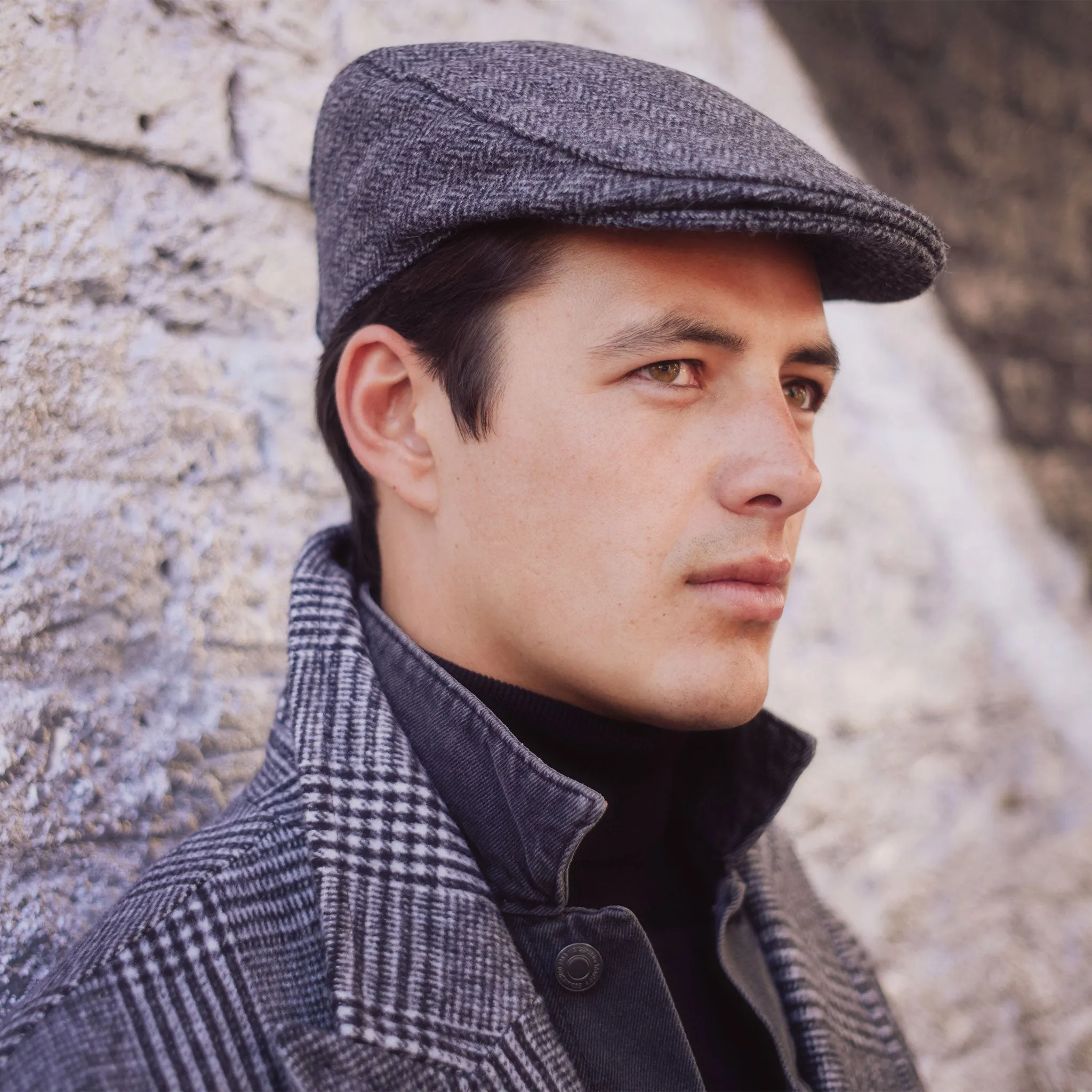 Men's Abraham Moon Herringbone Tweed Flat Cap