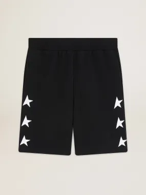 Men's black bermuda shorts with white stars