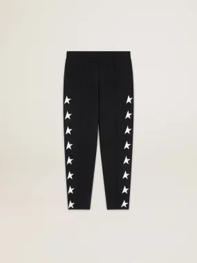 Men's black joggers with white stars