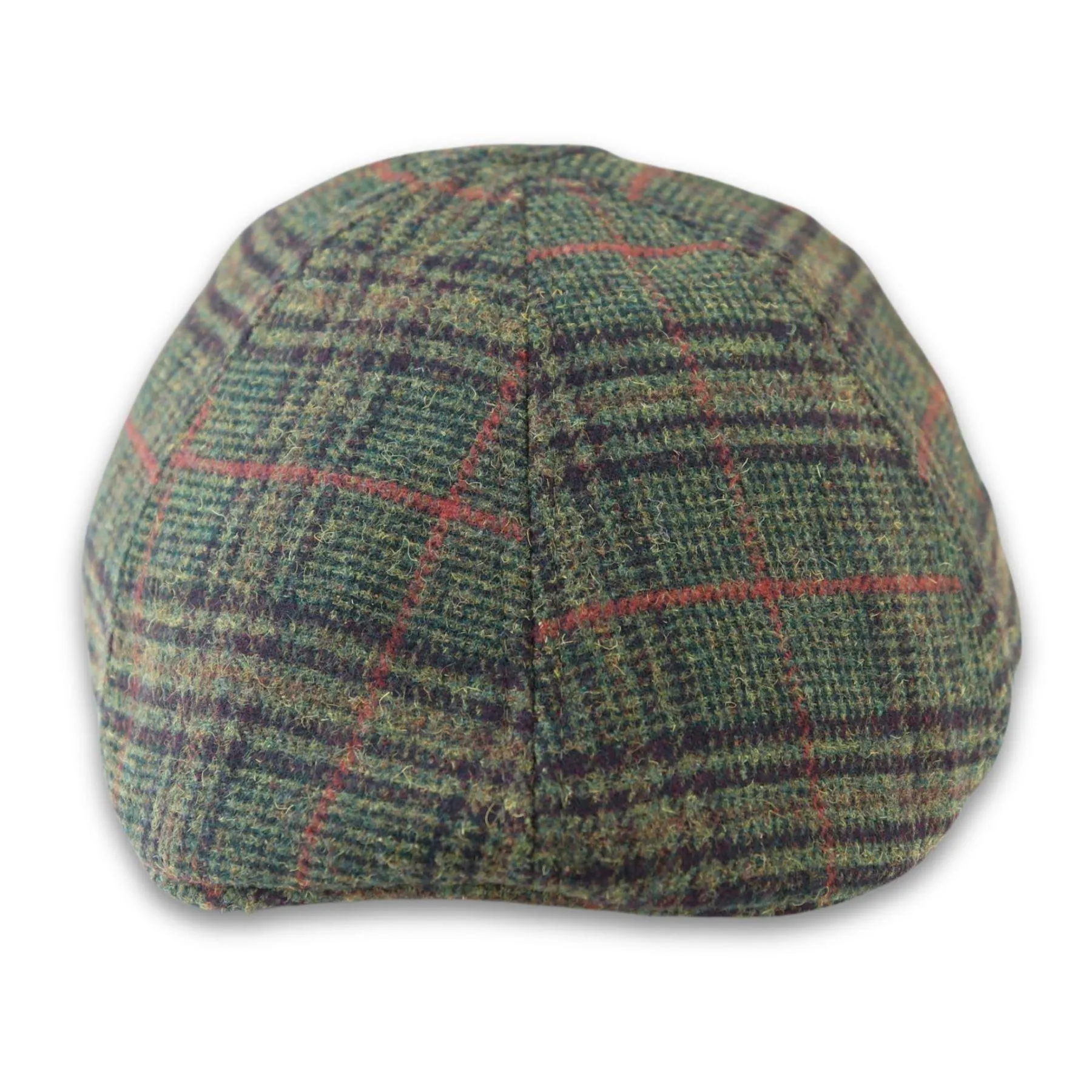 Men's Duckbill Cap Wool Blend Tweed Olive Green Check Gatsby Peaked Ivy 6 Panel Hat