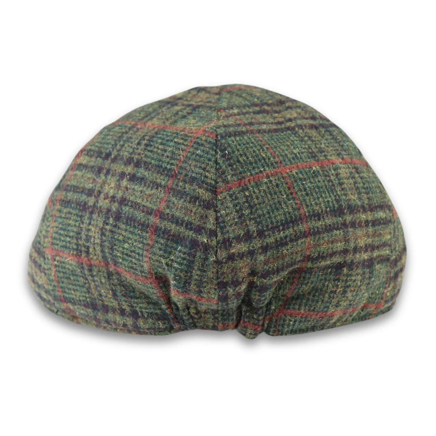 Men's Duckbill Cap Wool Blend Tweed Olive Green Check Gatsby Peaked Ivy 6 Panel Hat