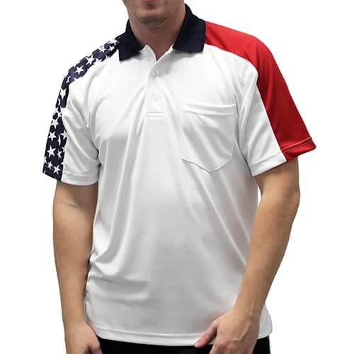 Men's Made in USA Patriotic Tech Polo Shirt with Chest Pocket