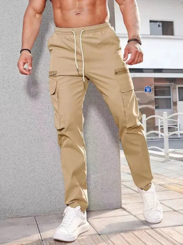 Men's new fashionable casual sports zipper decorative overalls