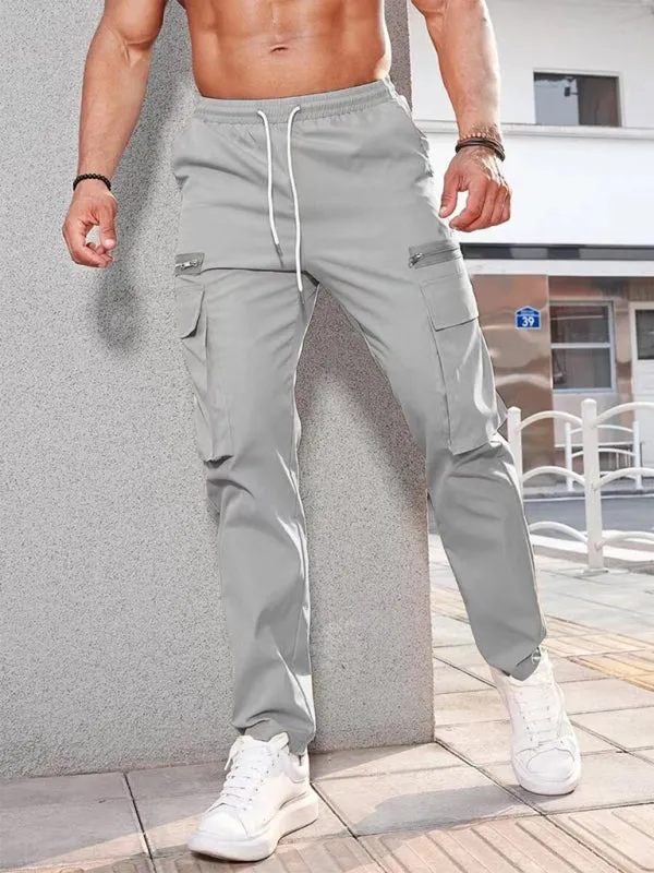 Men's new fashionable casual sports zipper decorative overalls