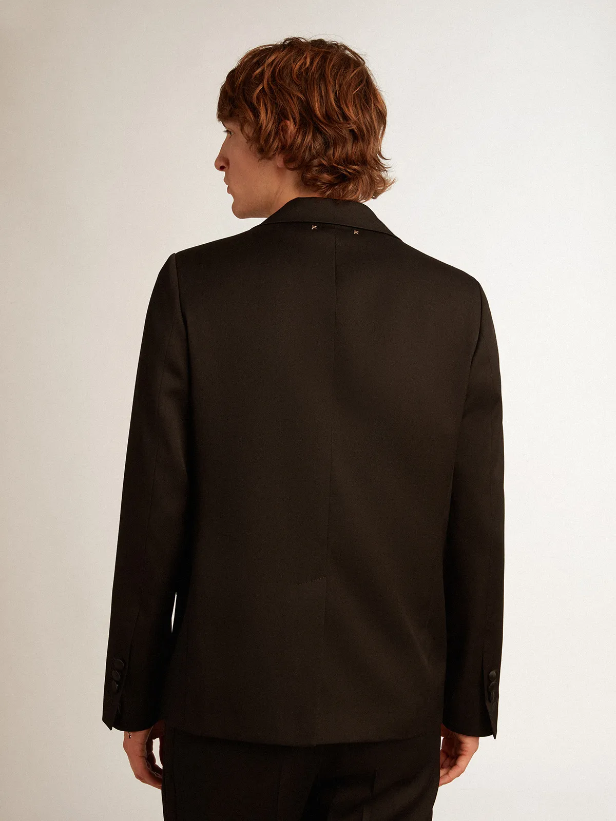 Men’s tuxedo jacket in black wool gabardine