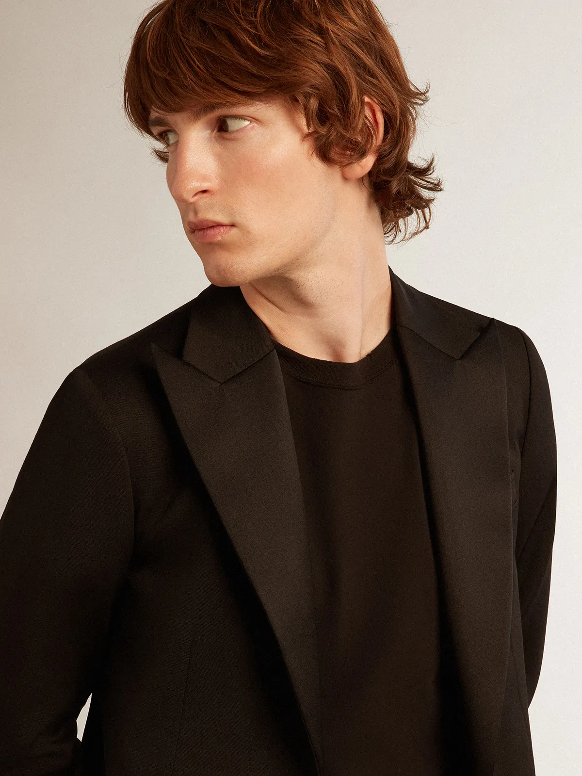 Men’s tuxedo jacket in black wool gabardine