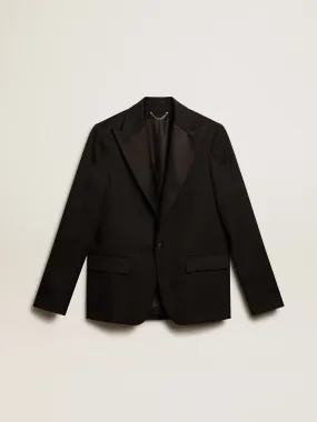 Men’s tuxedo jacket in black wool gabardine