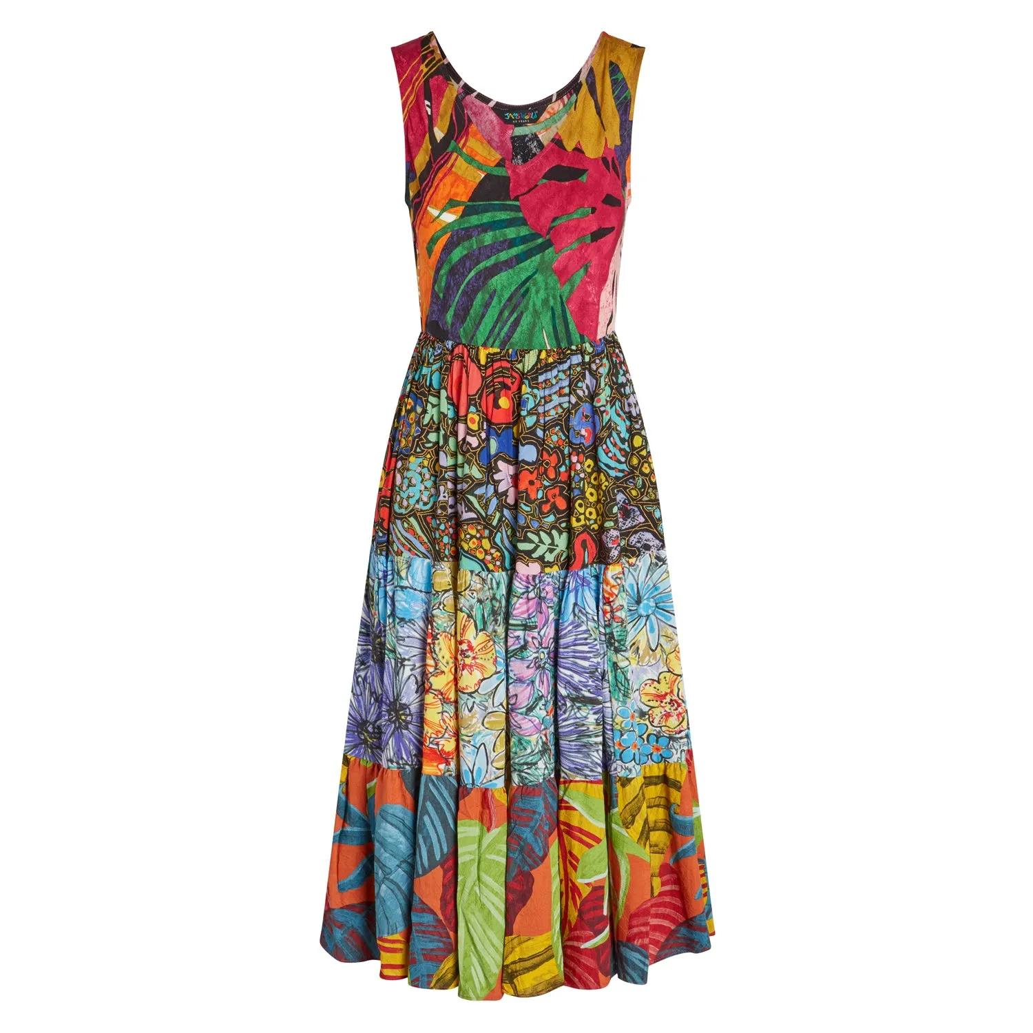 Mixed Long Ruffle Dress - Fern Grotto