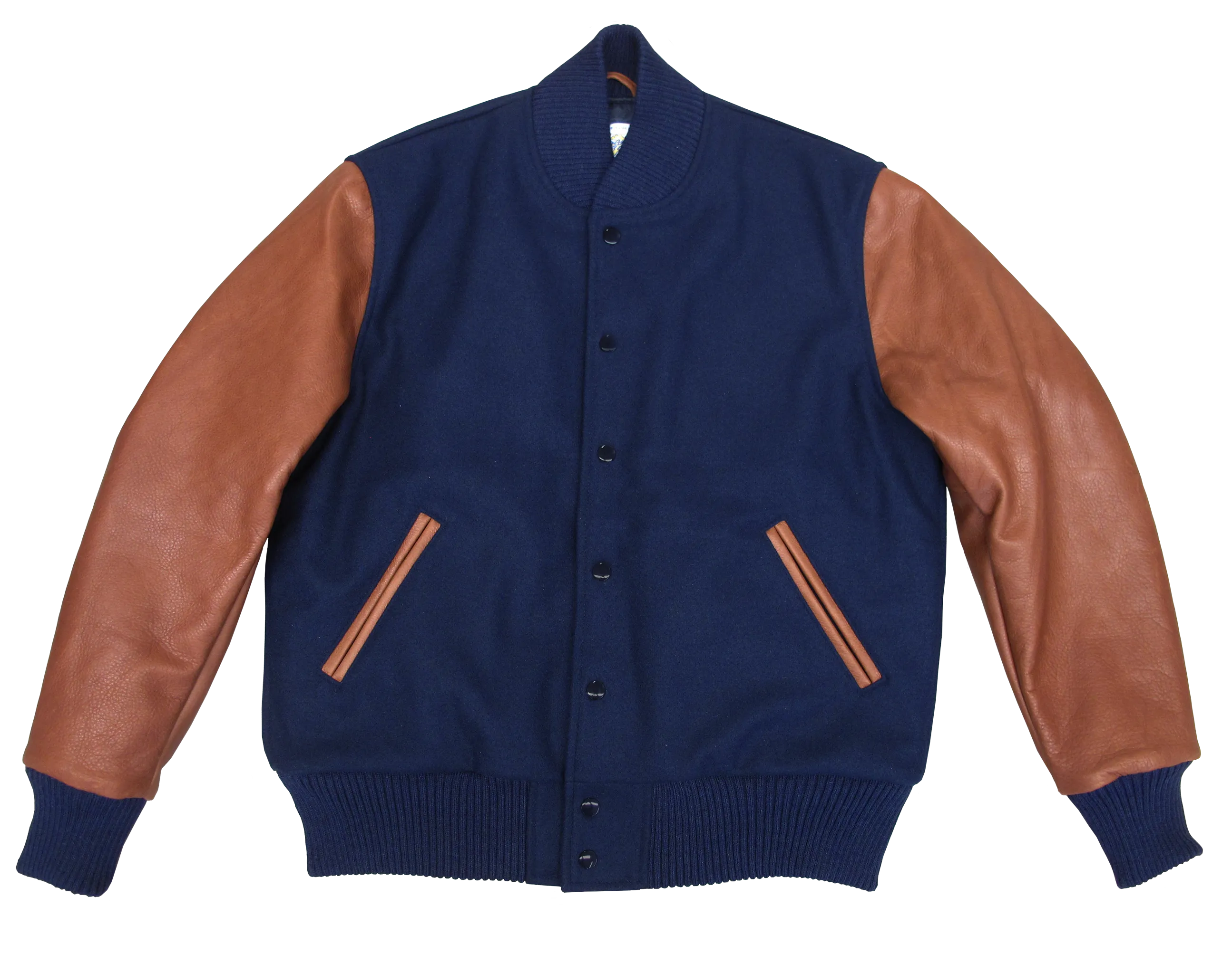 Navy/Cognac Classic Fit Varsity Jacket