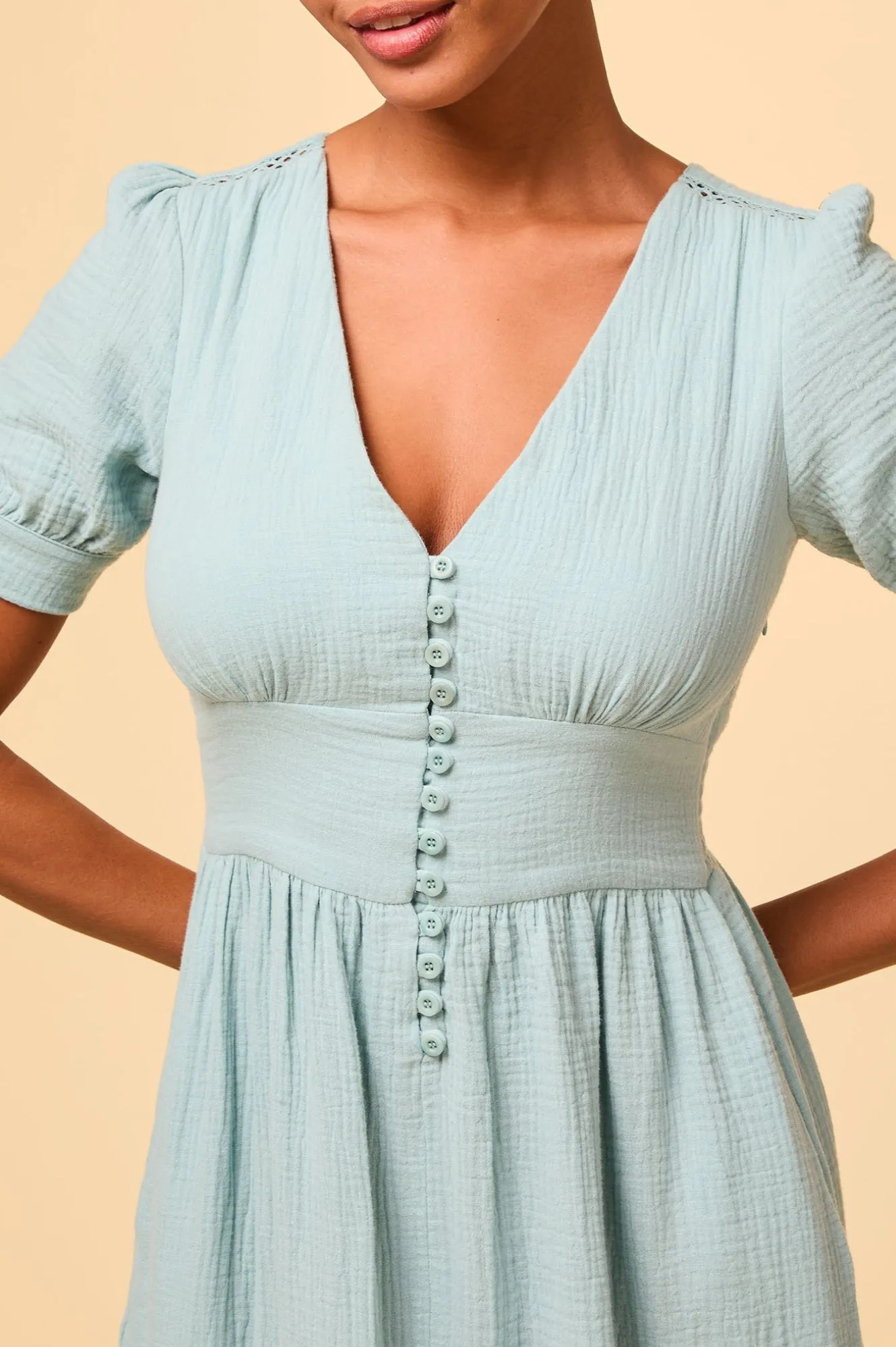 Olga Cheesecloth Dress | Aqua