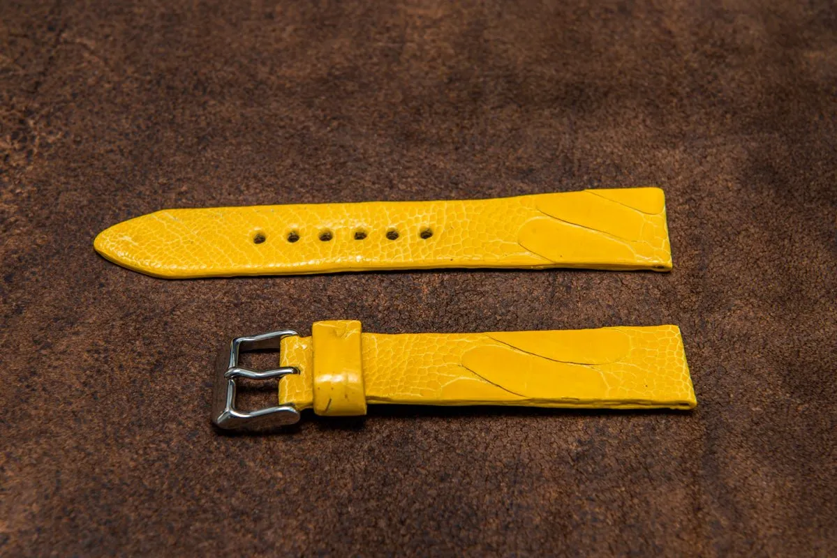 Ostrich legs yellow leather watch strap