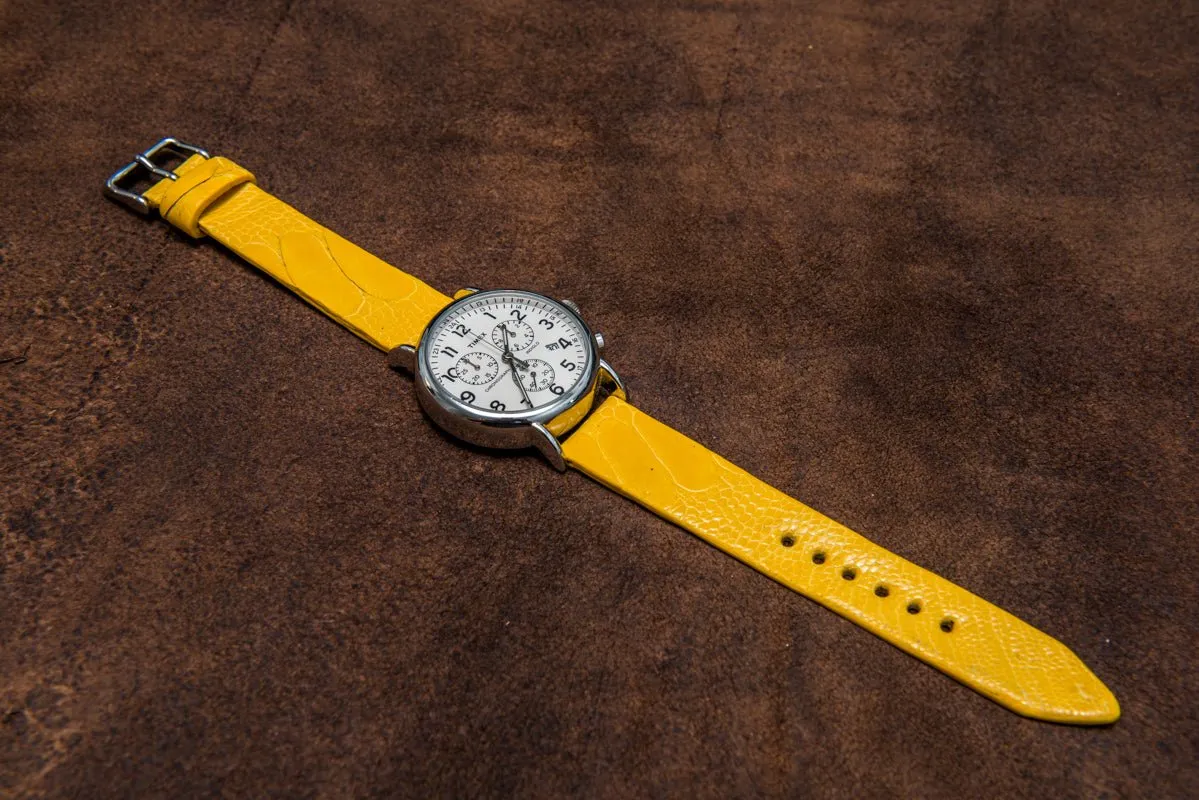 Ostrich legs yellow leather watch strap