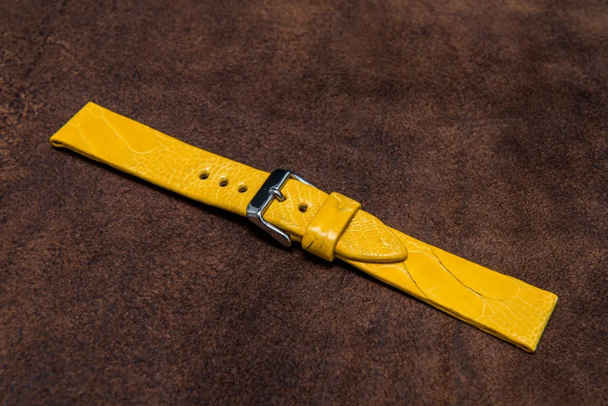 Ostrich legs yellow leather watch strap