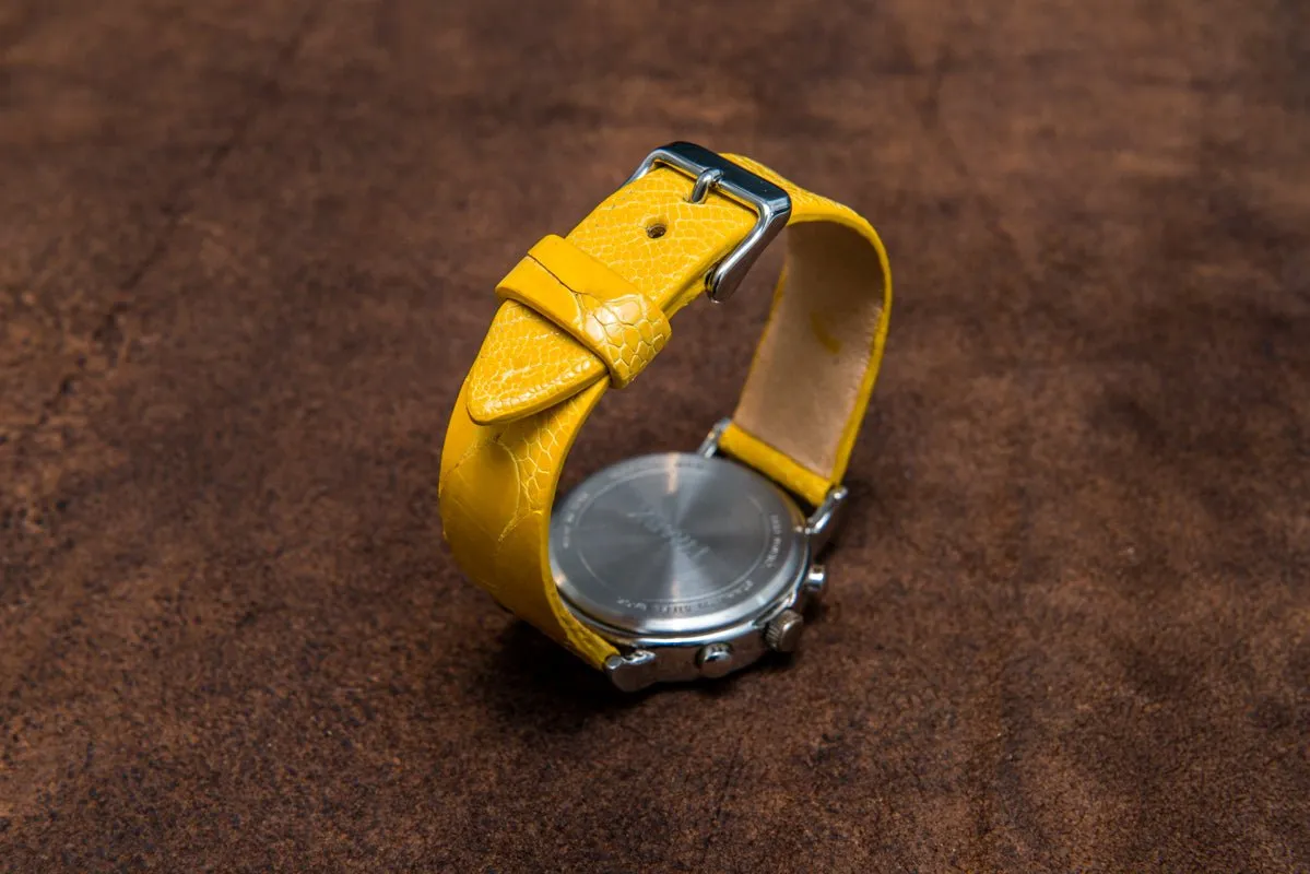 Ostrich legs yellow leather watch strap