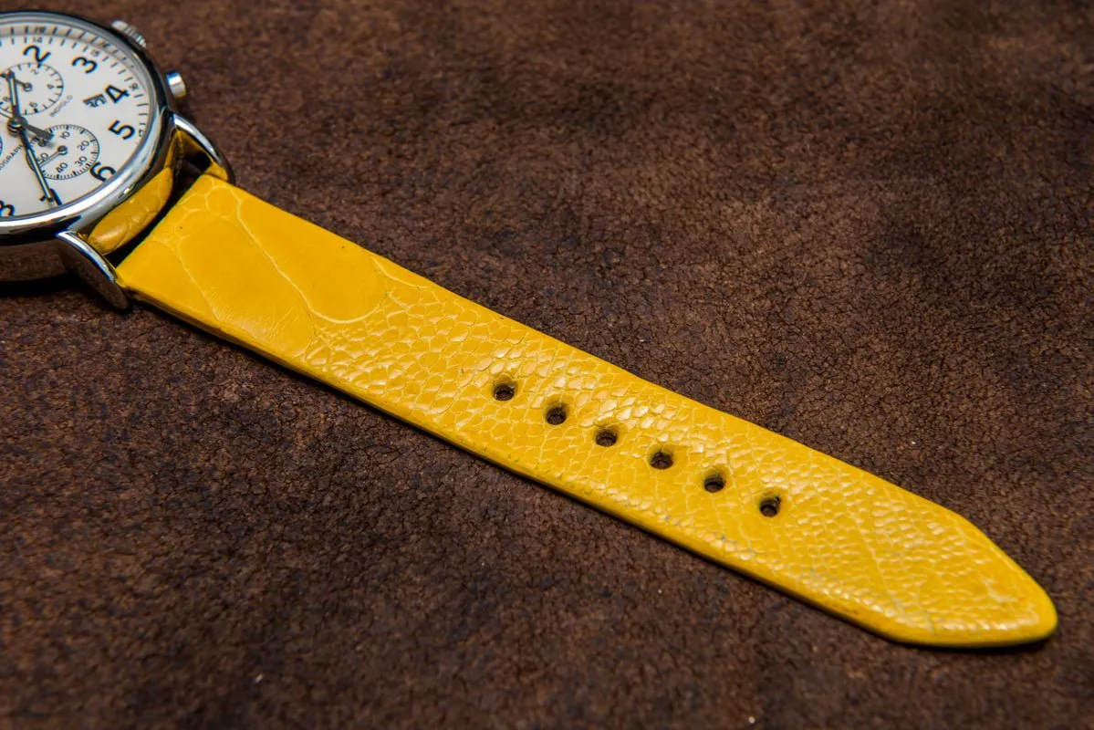 Ostrich legs yellow leather watch strap