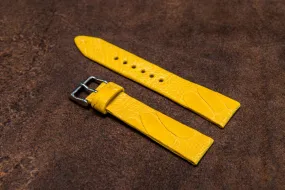 Ostrich legs yellow leather watch strap