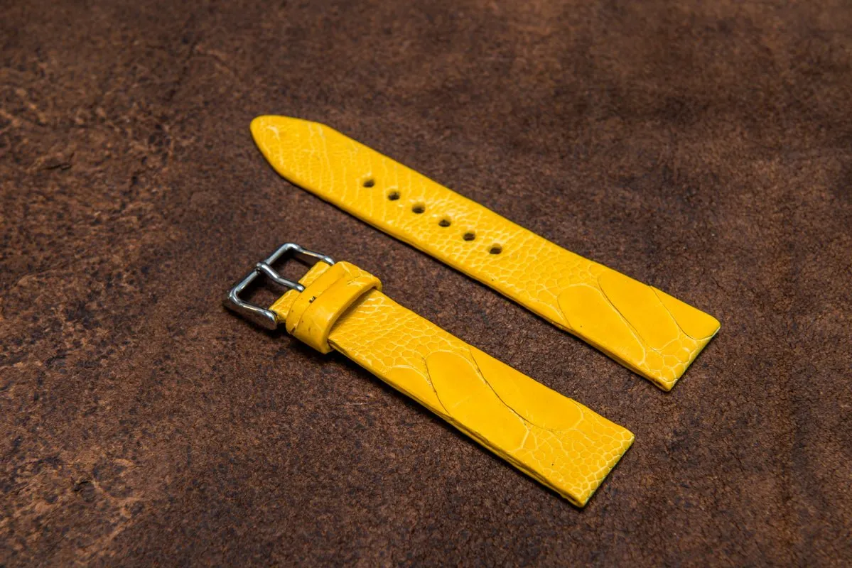 Ostrich legs yellow leather watch strap