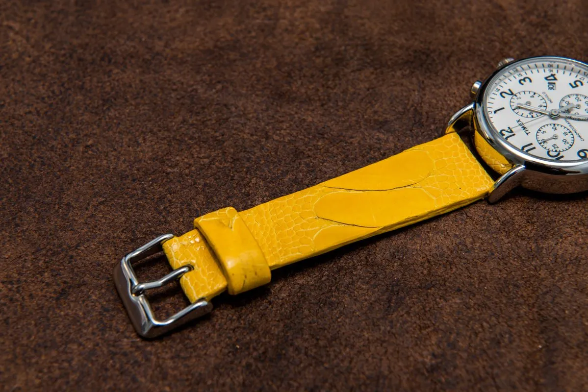 Ostrich legs yellow leather watch strap