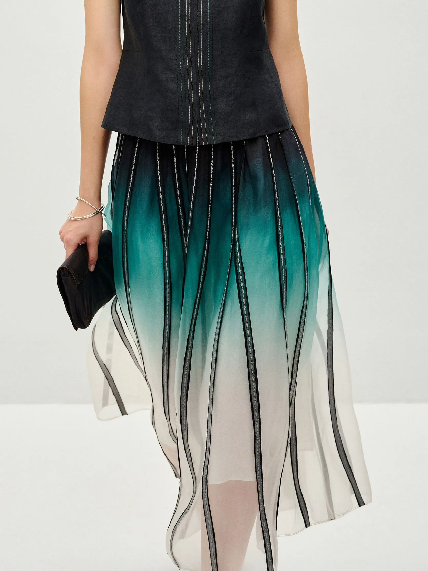 Patch dip-dyed skirt