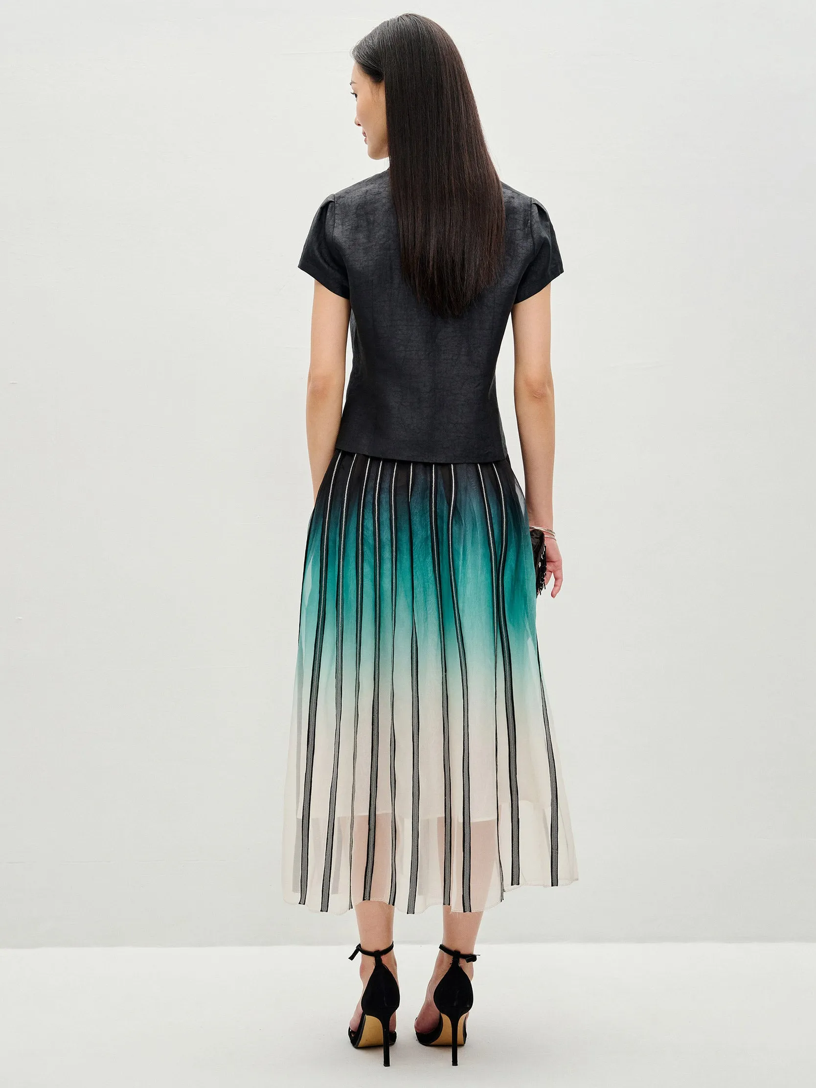 Patch dip-dyed skirt