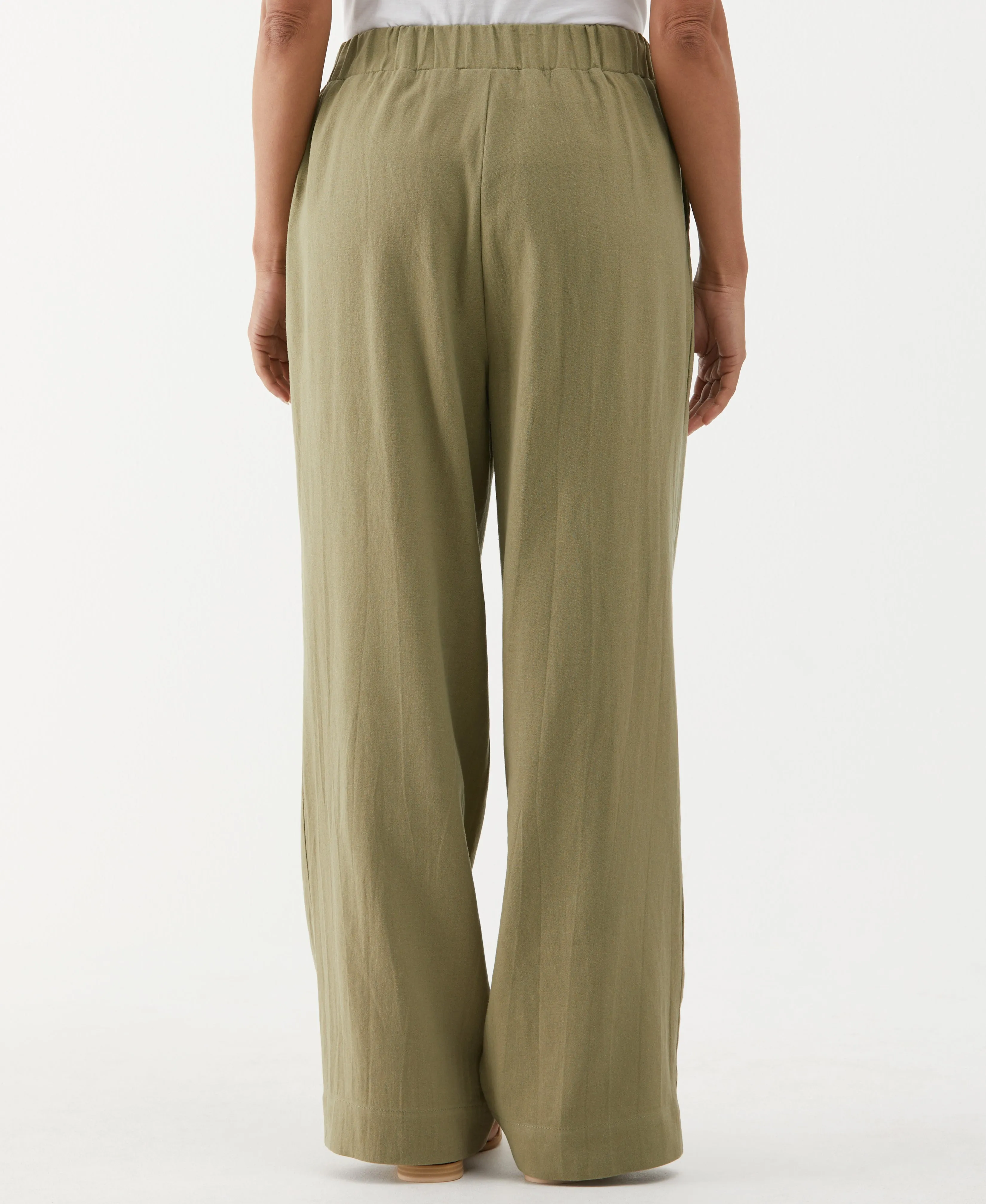 Petite Linen Blend Pleated Wide Leg Pant