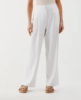 Petite Linen Blend Pleated Wide Leg Pant