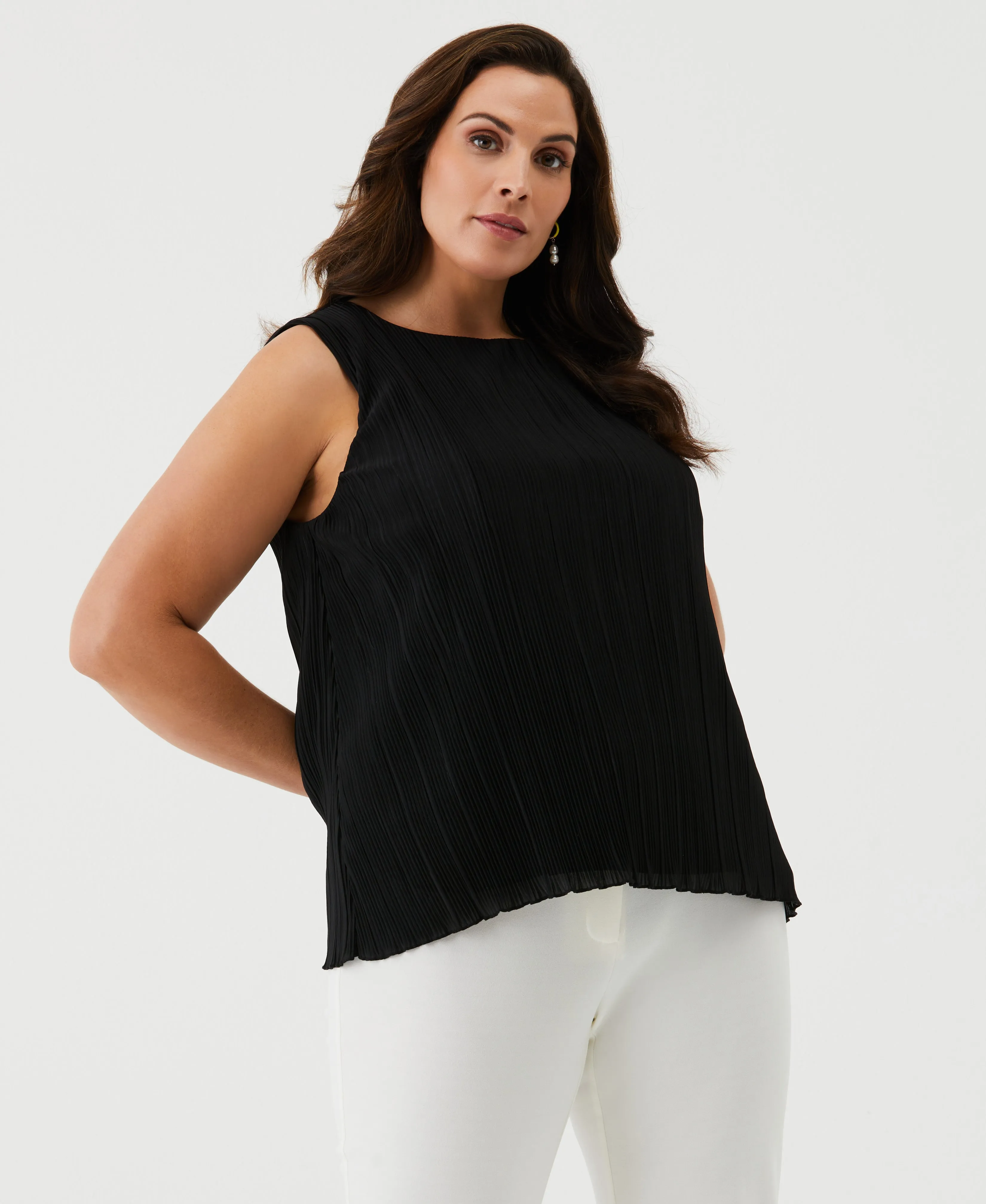 Plus Size Lined Plisse Top