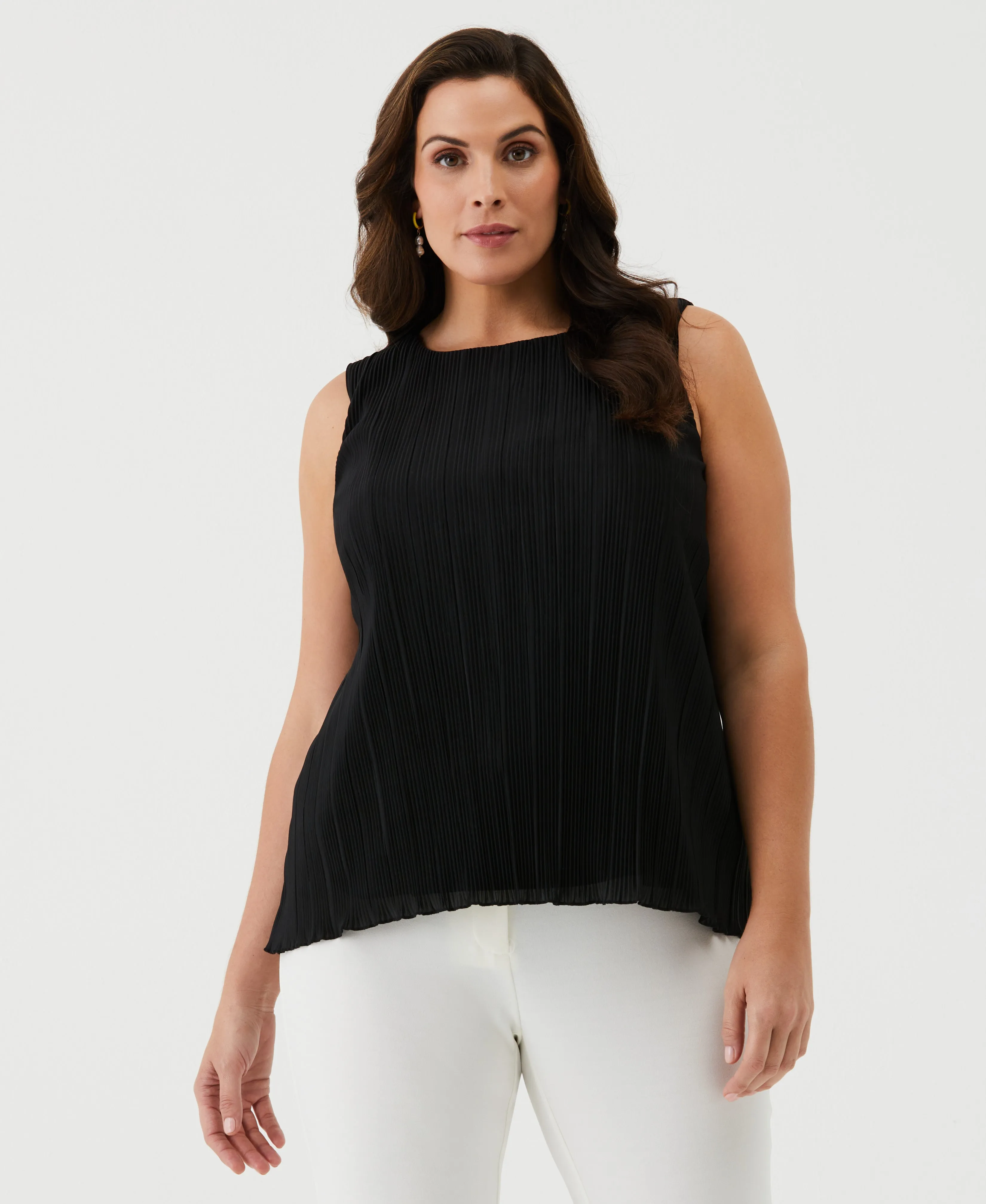 Plus Size Lined Plisse Top