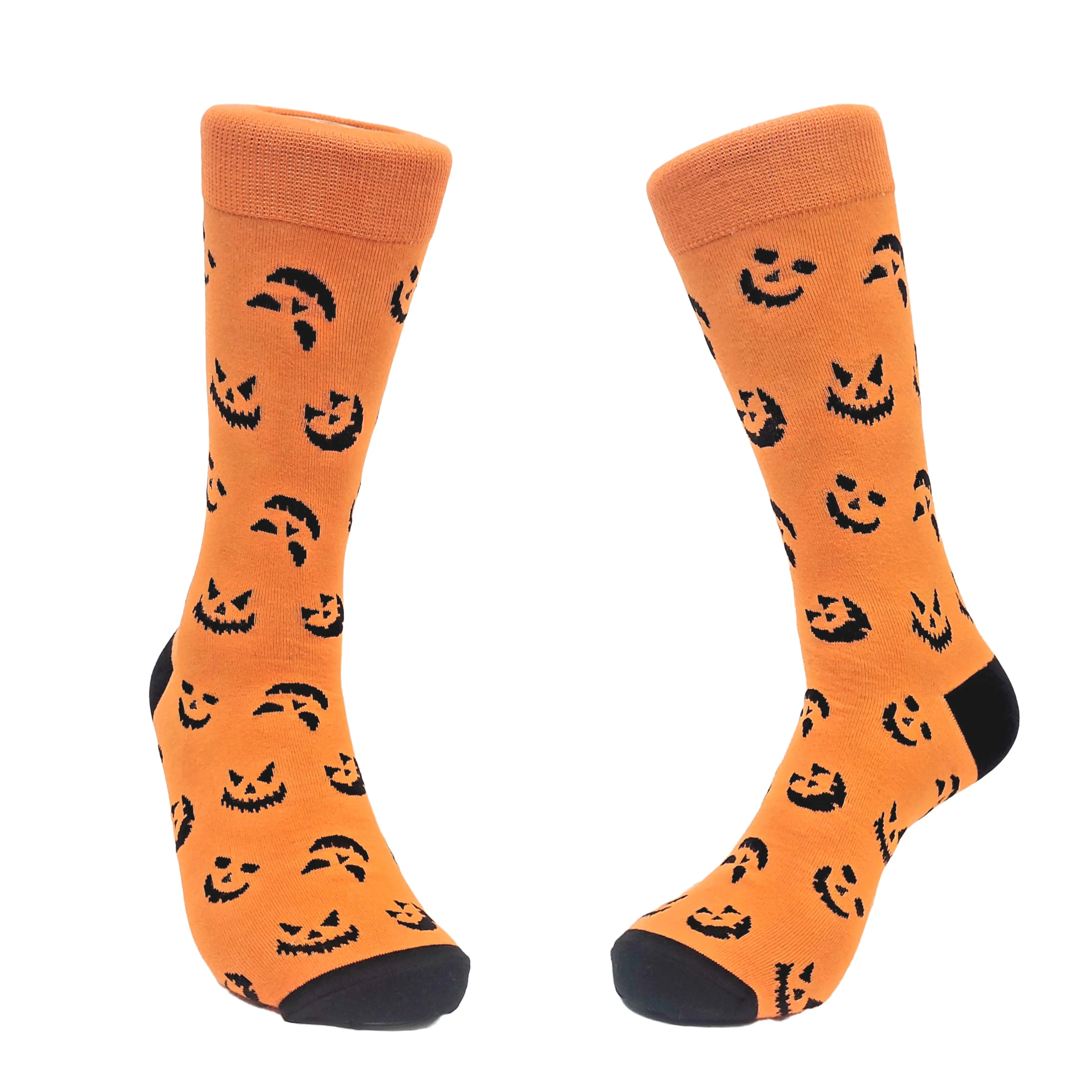 Pumpkin Face Patterned Socks (Adult Large - Men's Shoe Sizes 8-12)