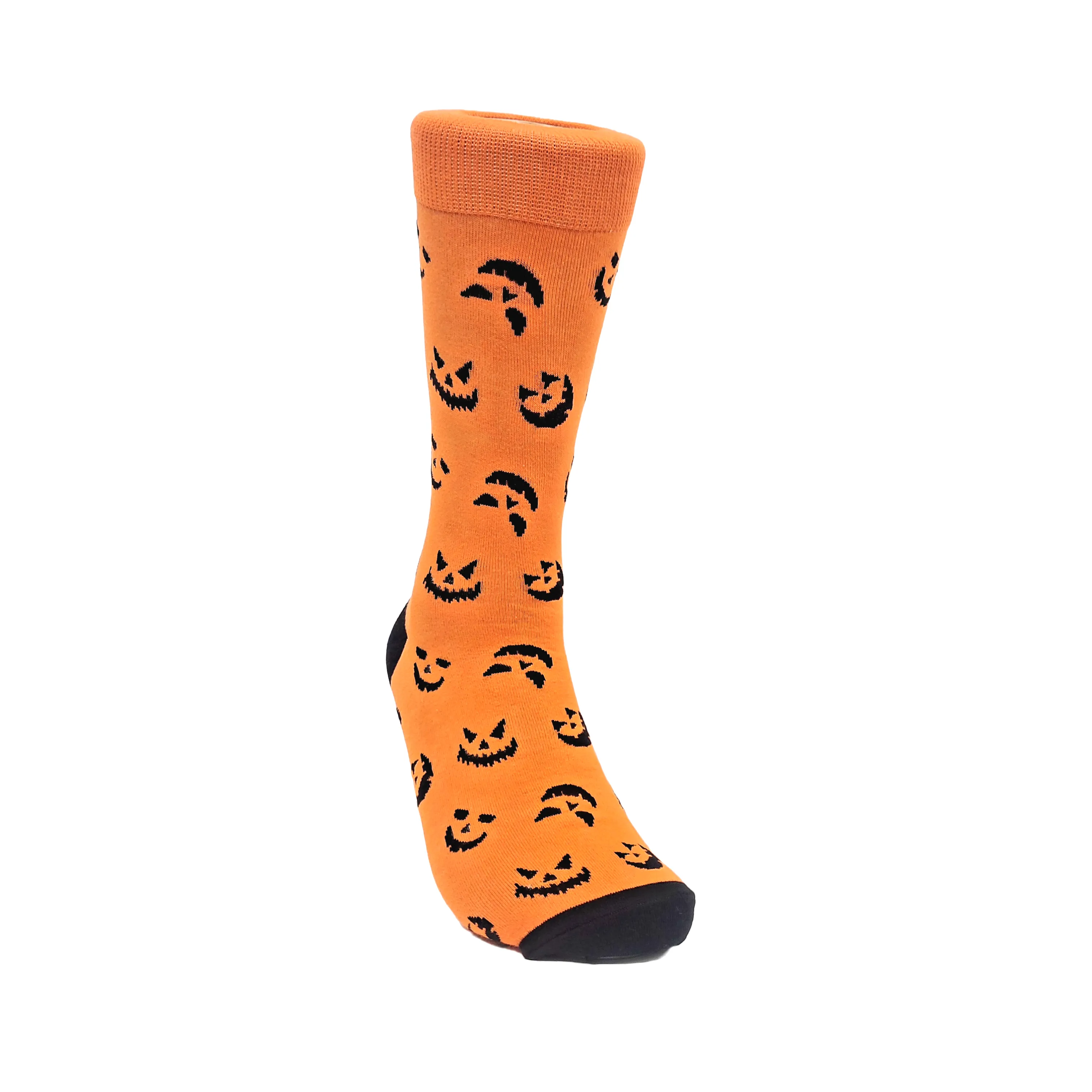 Pumpkin Face Patterned Socks (Adult Large - Men's Shoe Sizes 8-12)