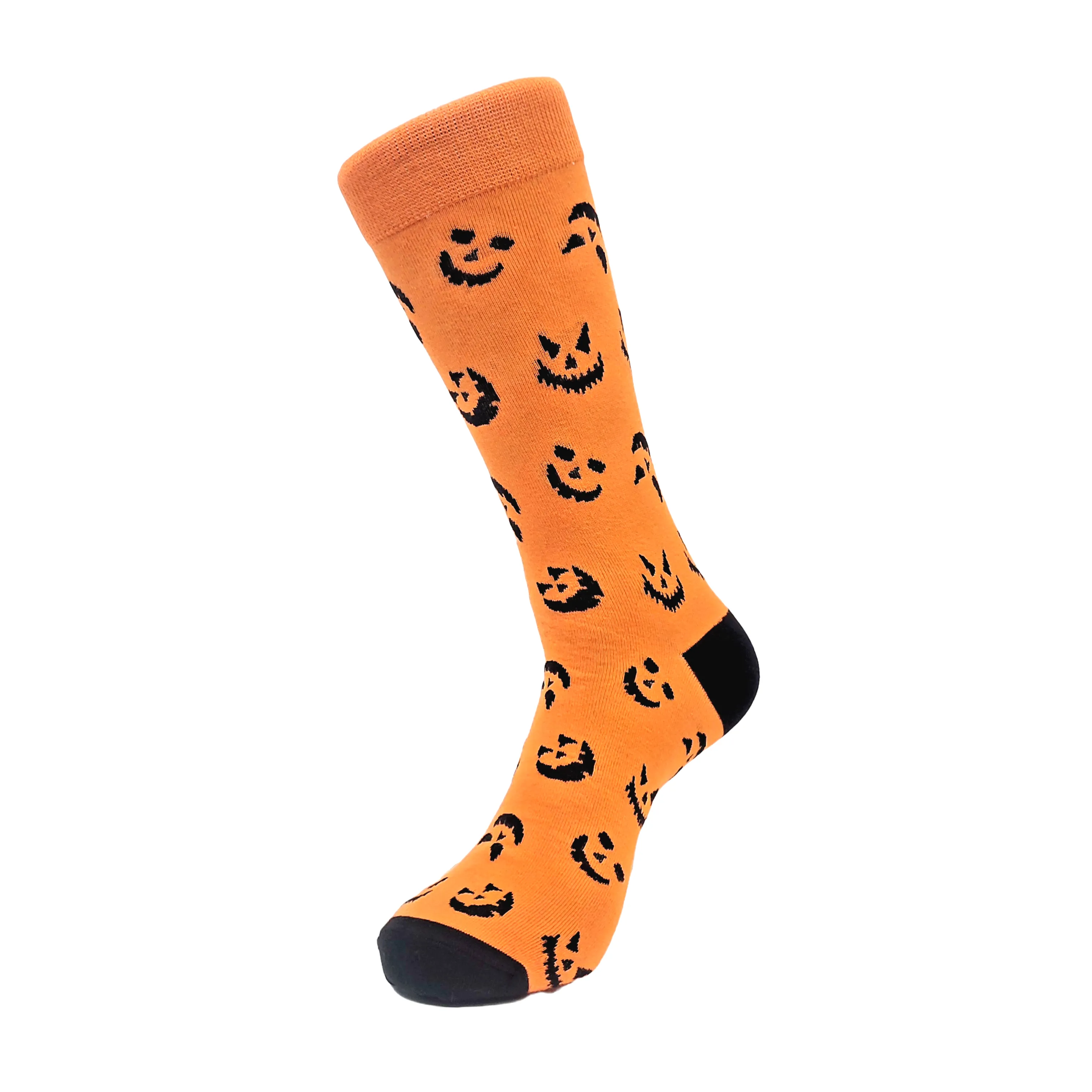 Pumpkin Face Patterned Socks (Adult Large - Men's Shoe Sizes 8-12)