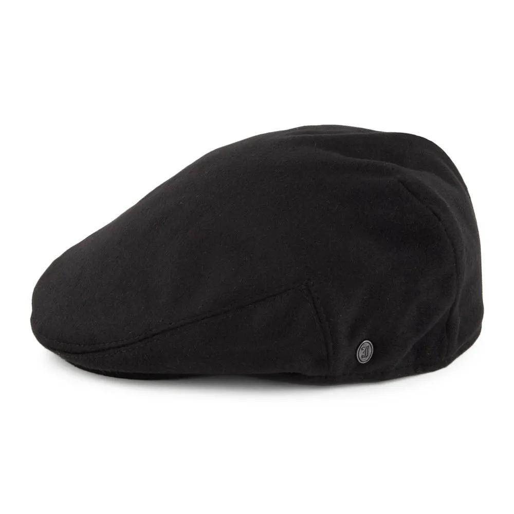 Pure Wool Harlem Flat Cap - Black