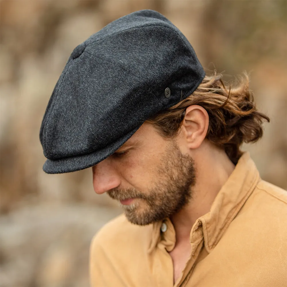 Pure Wool Harlem Newsboy Cap - Charcoal