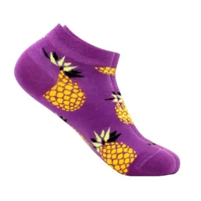 Purple Pineapple Patterned Ankle Socks