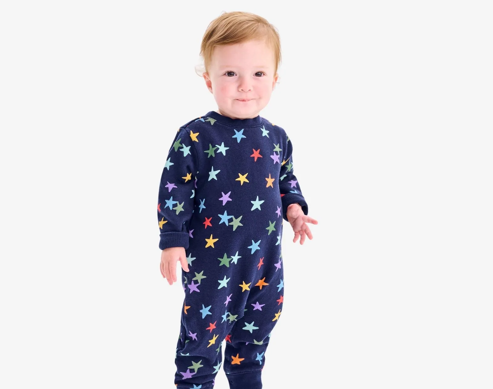 Rainbow Star Baby Sweatshirt Romper